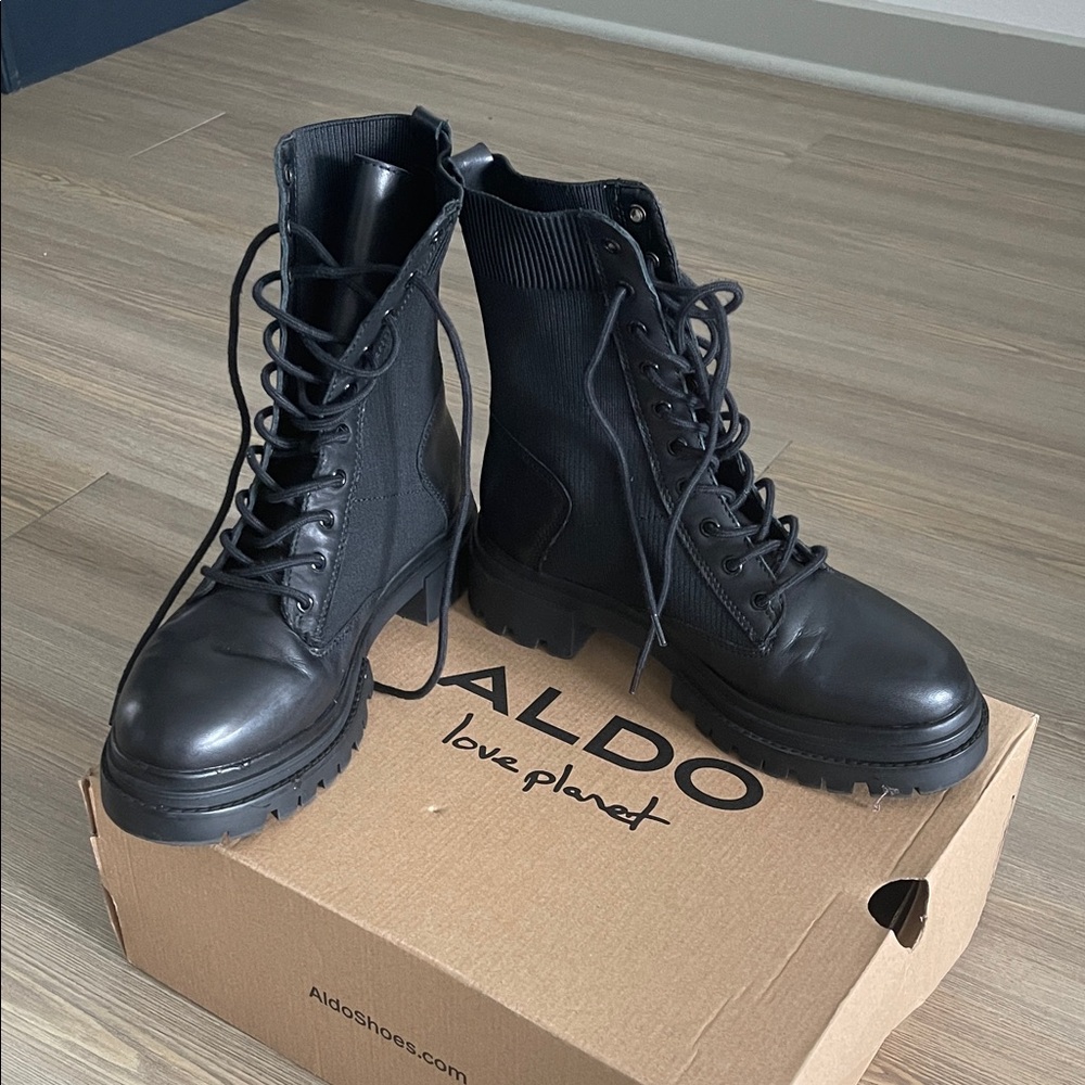 ALDO Black Lace-Up Combat Boots
